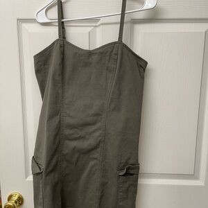 Green cargo mini dress
